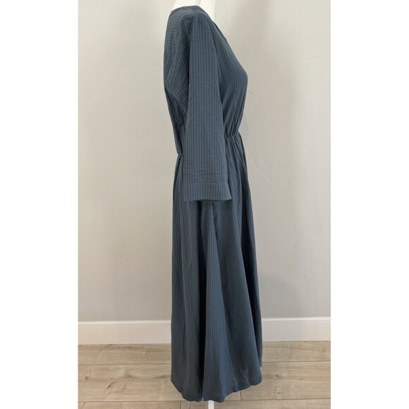 Jenni Kayne Seersucker Shirt Midi Dress Women’s Sz S Ink Blue Lined 3/4 Sleeves - Picture 4 of 9